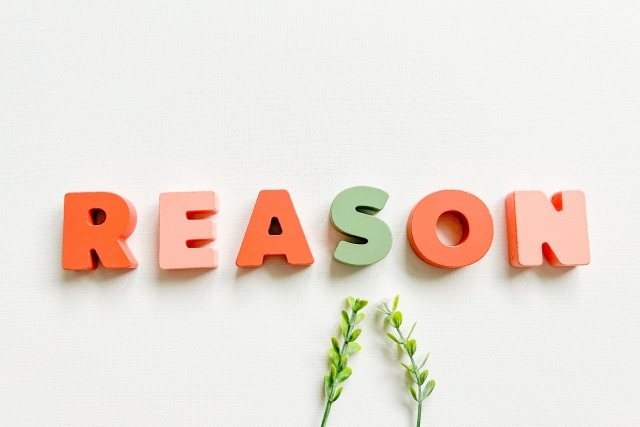 白い壁に「REASON」と書かれたイラスト