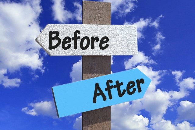 「Before」「After」と書かれた道標のイラスト